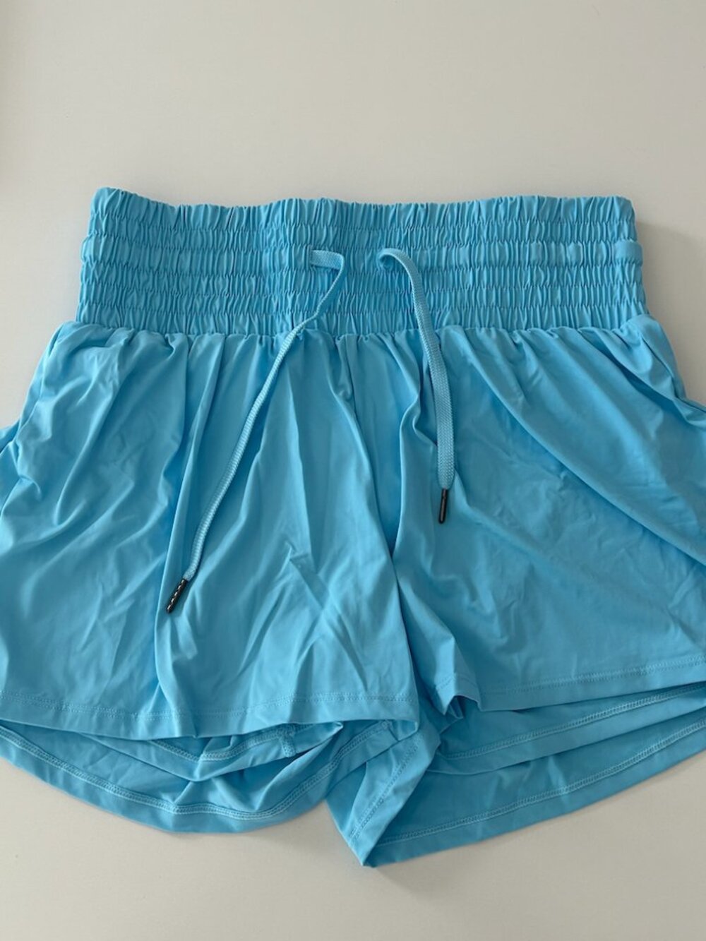 Women's Light Blue Flowy, High Waist Athletic Shorts with Pocket NWOT